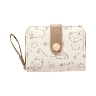 Imagem de Carteira Feminina Fofa Com Estampa De Gato, Porta-Cartões, Bolsa Peque