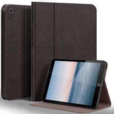 Imagem de Gexmil Capa de couro para iPad de 10,2 polegadas, 9ª/8ª/7ª geração (2021/2020/2019), capa inteligente antiimpressão digital/deslizamento, fólio de couro bovino hibernar/despertar automático com