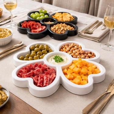 Imagem de Petisqueira De Plástico Trevo Com 5 Divisórias Aperitivos - Keita, Bra