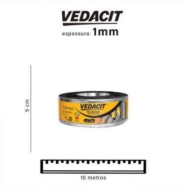 Imagem de Kits Manta Asfáltica Adesivo Aluminio Vedacit Tapa Goteira, 5cm x 10m,