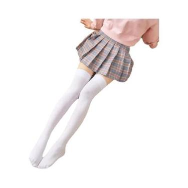 Imagem de Meias Longas Pretas E Brancas Estilo Lolita Para Mulheres, Meias Acima
