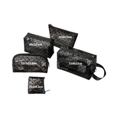 Imagem de Bolsa Cosmética Feminina De Malha Transparente, Organizador De Maquiag