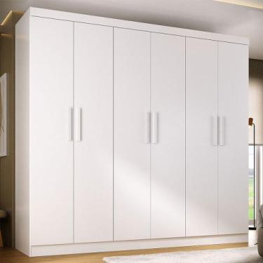 Imagem de Guarda-Roupa Solteiro Lancaster 6 Portas 3 Gavetas 100% Mdf Branco - P