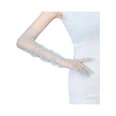 Imagem de Luvas Longas De Tule Transparente Para Casamento Femininas, Acessórios