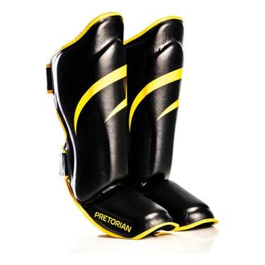 Imagem de Caneleira Muay Thai MMA Impact Unis New Preto-Amarelo Pretorian, Preto