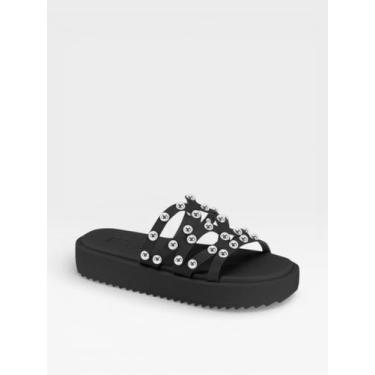 Imagem de Papete Feminina Moleca Calce Facil Tira Com Tachas Preta Chocolate E N