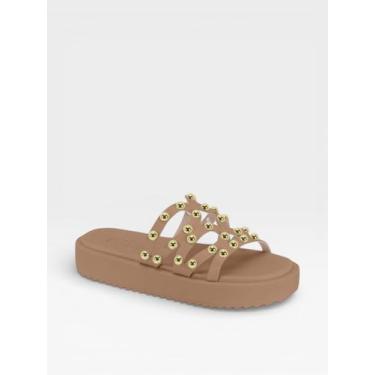 Imagem de Papete Feminina Moleca Calce Facil Tira Com Tachas Preta Chocolate e N