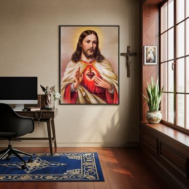 Imagem de Quadro Decorativo Sagrado Coração de Jesus  - 70x50cm