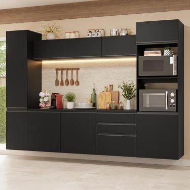 Imagem de Armário de Cozinha Completa 280 cm Suspenso Preto Nice Madesa 06