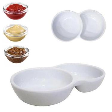 Imagem de 10 Molheiras Tigela Dupla Em Melamina Para Shoyu E Molhos 80ml - Flori