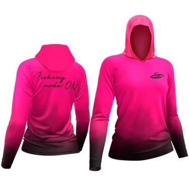 Imagem de Camisa de Pesca Feminina Com Proteção UV Capuz e Luva Punho Makis Fish