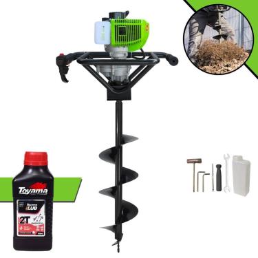 Imagem de Perfurador de Solo MPS52 à Gasolina 2T 52CC 1,8HP com Broca 80x20CM e Óleo 2T Toyama Lub Laranja Menegotti