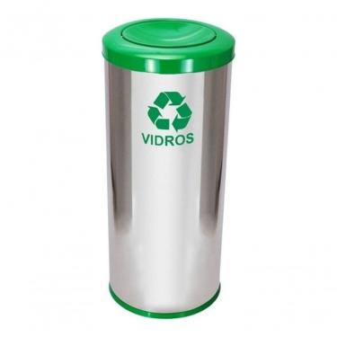 Imagem de Lixeira com Tampa Meia Esfera 50L Aço Inox Abertura Manual com Bandeja Interna Inox