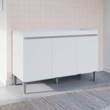Imagem de Balcão Gabinete Cozinha Manu 120cm 3 Portas Sem Tampo MDP Multiuso Branco - Desk Design