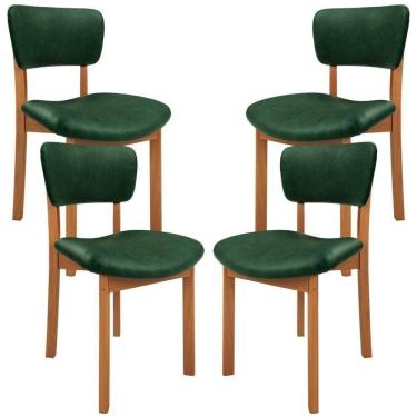 Imagem de Kit 4 Cadeiras Para Sala De Jantar Cozinha Living Estofada Dara L02 Couríssimo Verde Mu...