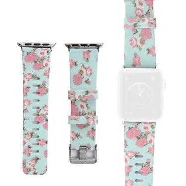 Imagem de Pulseira de substituição de pulseira de silicone com padrão floral par