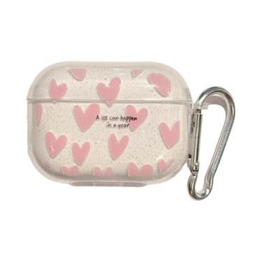 Imagem de Capa De Fone De Ouvido Em Forma De Coração Rosa Com Glitter Brilhante 