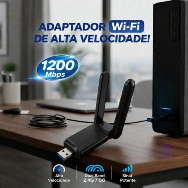 Imagem de Receptor Wireless USB Antena Dupla Sinal Forte Internet Estável Em Est