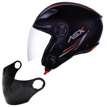 Imagem de Capacete Masculino Asx Aberto City Air Preto Fosco + Viseira, Preto Fo