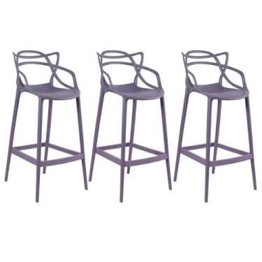 Imagem de Laraz Home Decor, Kit 3 Banquetas altas Masters Allegra - Cinza escuro
