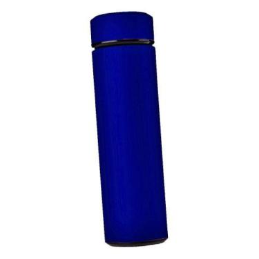 Imagem de Garrafa Térmica Inox 500ml Quente Frio Tampa Azul Nº8 - SMART TECH