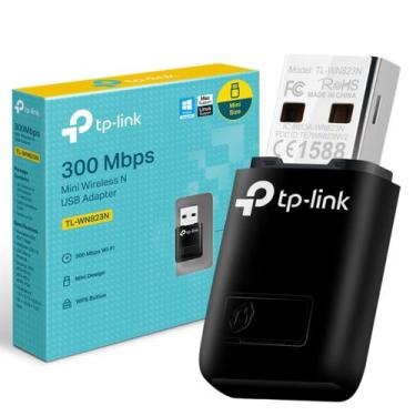 Imagem de Mini Adaptador WiFi USB 2.0 Wireless 300Mbps Preto TLWN823N - TP LINK