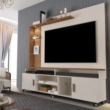 Imagem de Estante Home Ocean Off-white/Canela Para Tv Até 65 Polegadas -2 Portas