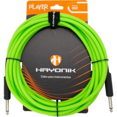 Imagem de Cabo para Instrumento Player P10 X P10 5m Verde com Conectores Niquelados e Revestimento Pvc Hayonik