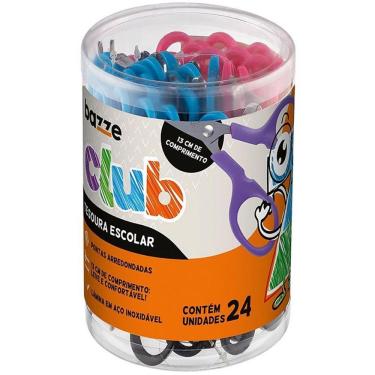 Imagem de Tesoura Escolar Summit Bazze Club 13cm Pote com 24 Unidades Roxo e Rosa e Azul e Preto