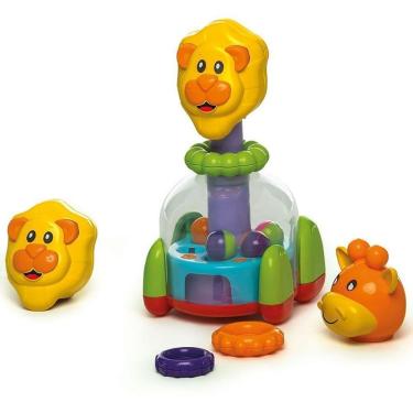 Imagem de Brinquedo Educativo Baby Mix com Argolas Leão e Girafa Bolinhas Coloridas Mix