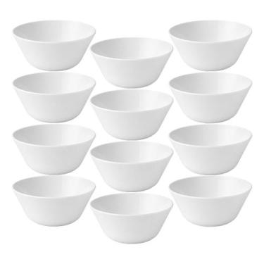 Imagem de Conjunto 12 Bowl Branco de Vidro Opalino Mini Tigela Redonda Sobremesa