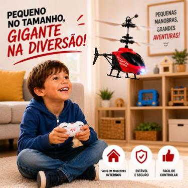 Imagem de Helicóptero Infantil Com Controle Remoto Hélices Duplas Luz LED Recarr