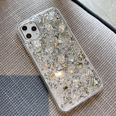 Imagem de Capas de telefone Gold Foil Glitter Flakes para iPhone 13 12 Mini 11 Pro XS Max SE XR 7 8 Plus Blindes Bling Capa de armadura à prova de choque, prata, para iPhone XR
