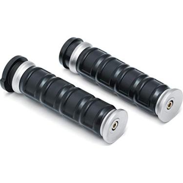 Imagem de Kuryakyn 6674 Dillinger Grips de guidão para controle eletrônico do acelerador: motocicletas Harley-Davidson 2008-19, prata, 1 par