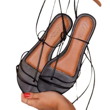 Imagem de Sandália Gladiadora Rasteira Preta (42)