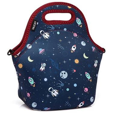 Imagem de Lancheira, VASCHY Saco de Almoço para Menina Menino Bolsa Térmica com Isolamento de Neoprene com Alça de Ombro Ajustável Destacável,Astronauta
