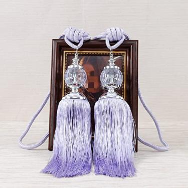 Imagem de 2 peças borlas cortina tieback tiras de bola de plástico titular acessório acessórios de cortina fivela corda decoração de casa, lavanda, preço de 2 peças