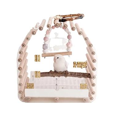 Imagem de KIZQYN Gaiolas de pássaro de acrílico transparente gaiola de pássaro artesanal ornamental e respirável gaiola de pássaro papagaio calopsita suprimentos de passeio acessórios de pássaros gaiola de voo (cor: redondo com chassi)