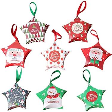 Imagem de ADITAM 16 peças caixas de papel em forma de estrela criativa caixas de doces de papel de natal sacos de doces enfeites de árvore de Natal 12 * 12 * 4 cm Duplo o conforto