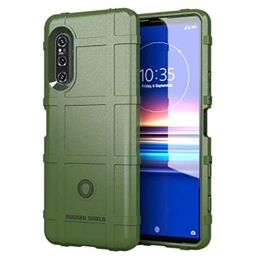 Imagem de Caso de capa de telefone de proteção Capa de silicone à prova de choque à prova de choque de silicone Sony Xperia 5. II, Tampa do protetor com forro fosco (Color : Army Green)