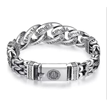 Imagem de Aprifire Pulseira masculina banhada a prata 925 com elos cubanos, retrô, moderna, banhada a prata