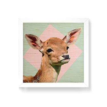 Imagem de Arte Maníacos Quadro decorativo com moldura caixa branca em Madeira - Cervo Filhote - 30x30cm