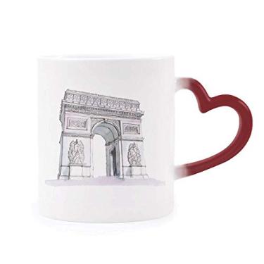 Imagem de Arc De Triomph in Paris France Caneca sensível ao calor Caneca vermelha que muda de cor