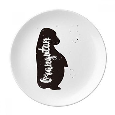 Imagem de Orangotan Prato de jantar decorativo de porcelana Salver Prato de jantar de animal preto e branco