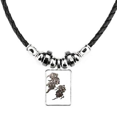 Imagem de DIYthinker Colar de monstro estilo chinês cinco Goblins estilo de tinta chinesa joia torque pingente de corda de couro