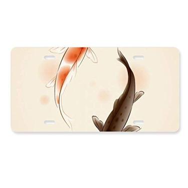 Imagem de DIYthinker Placa de licença tradicional chinesa japonesa da sorte para decoração de carro em aço inoxidável