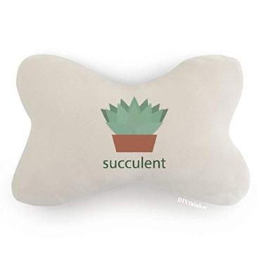 Imagem de DIYthinker Almofada para decoração de pescoço com planta verde para suculentas em vaso de cacto, almofada para apoio de cabeça