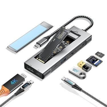 Imagem de ESSAGER Hub USB C 8 em 1 com gabinete SSD M.2 NVMe/SATA de 10 Gbps, 4K HDMI 1.4, USB 3.2 Gen2, PD100W, gabinete SSD USB C de liga de alumínio para SSD M.2 NVMe SATA para Mac Mini M1 2 3 4