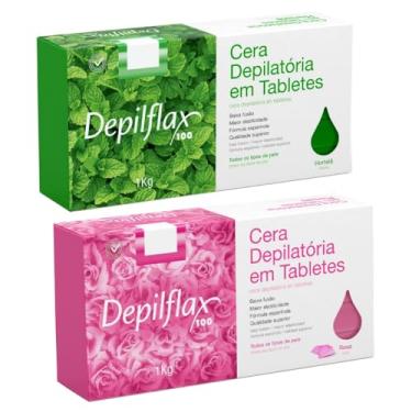 Imagem de COMBO 2KG CERA QUENTE EM TABLETES PARA DEPILACAO DEPILFLAX (1KG HORTELÃ + 1KG ROSA MOSQUETA)