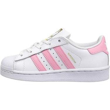 Imagem de adidas Originals Superstar Foundation J Running Shoe, White/Clear Light Pink Metallic/Gold, 6.5 M US Big Kid